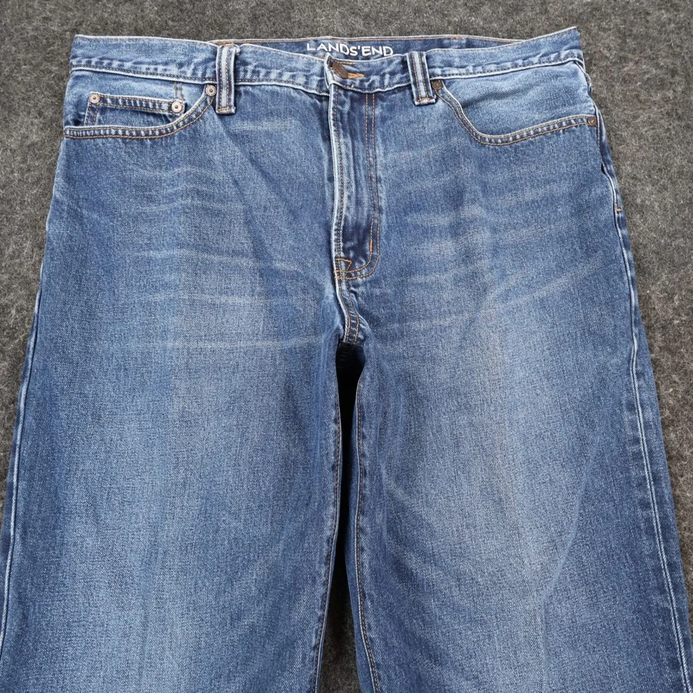 Lands'‎ End Jeans Mens 37 Blue 100% Cotton Traditional Fit Straight Leg Denim